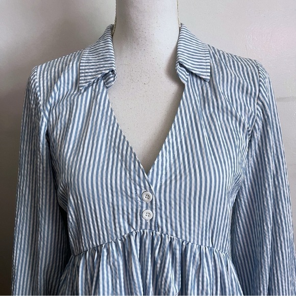 BDG Urban Outfitters • Blue and White Striped Seersucker Dress - Picture 3 of 7